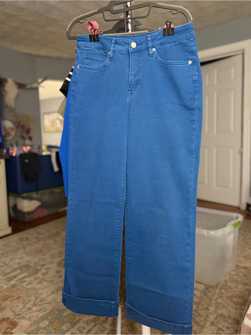 Women's Cropped Straight-Leg Pants in Bright Blue